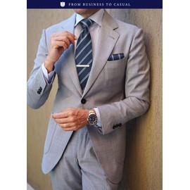 HISDERN HTJ-03S 2024 Business Necktie, 4-piece Set, Men's Necktie, Chief, Tie Clip, Cufflinks, Job Hunting, Wedding, Formal, School Entrance Ceremony, Graduation Ceremony, After-party, Party, 01 navy