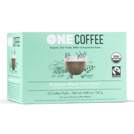 OneCoffee Organic Sumatran Blend 12 Count Single Serve Coffee 100% Compostable K Cup for Keurig Machines - Dark Roast