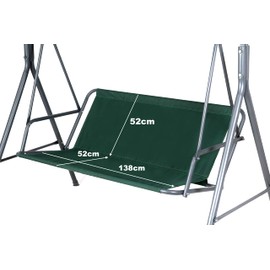 KRASGO Replacement Swing Seat Cover Garden Swing Seat Cover Garden Furniture Swing Bench Cover (138 x 52 x 52 cm, Green)