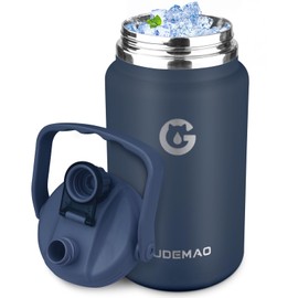1 Gallon Insulated Water Bottle with Handle, 135 oz Double Vacuum Stainless Steel Water Jug for Hot & Cold Drinks, Leak-Proof Large Wide Mouth Water Flask for Travel, Gym, Biking (Navy blue)