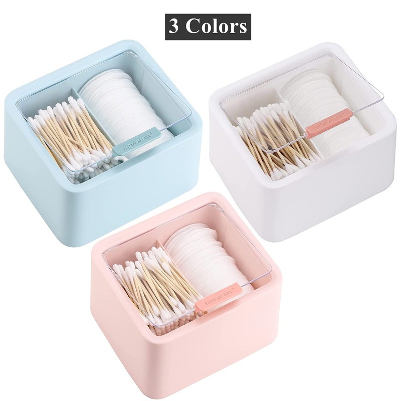 Tecbeauty Large Qtips Holder - 2 Grids Cotton Swabs Dispenser