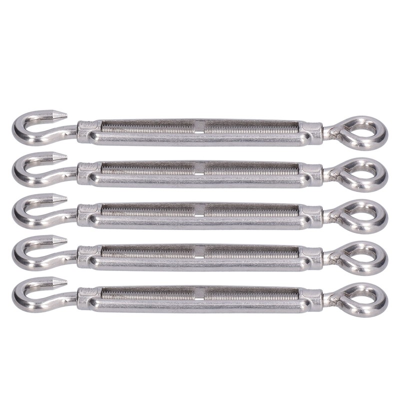 5Pcs Turnbuckle Hook and Eye Wire Rope Tension 304 Stainless