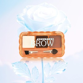 Brow Powder for Eyebrows,Long-Lasting Matte,eye shadow and contouring three-in-one,Soft and Natural,Helps Enhance & Define Brows,Compact Size,Includes Applicator Brush,2#Light brown&Dark Brown