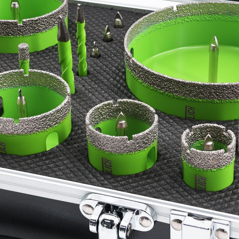 Diamond Hole Saw Kit, 16PCS Tile Hole Saw Kit 6/8/10/25/35/50/65/100+20mm