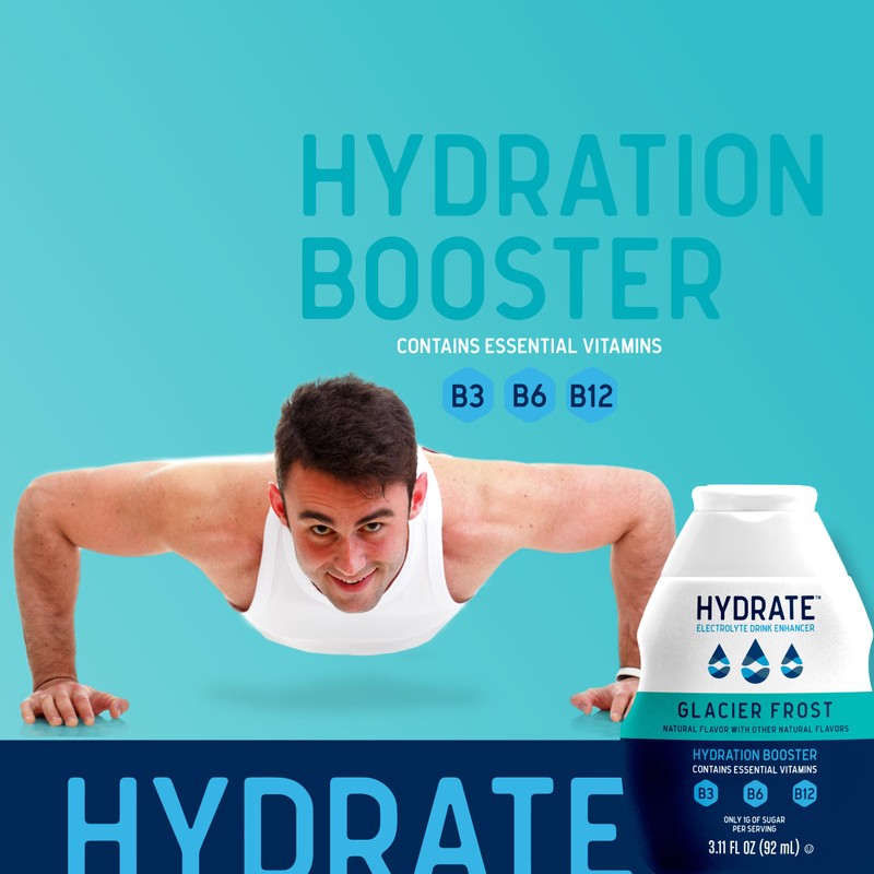 Hydrate Electrolyte Liquid Drink Enhancer Drops, Low Sugar, Low Calorie,