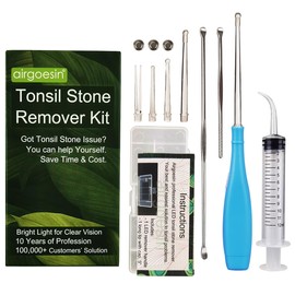 airgoesin Airgoesin™ Upgraded Tonsil Stone Remover Tool, Blue, 5 Tips, Tonsillolith Pick Case + 1 Irrigator Fresh Breath Oral Rinse