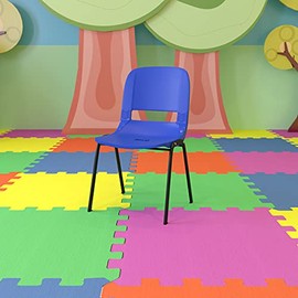 Flash Furniture HERCULES Series 661 lb. Capacity Navy Ergonomic Shell Stack Chair with Black Frame and 16'' Seat Height