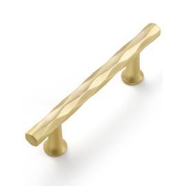 JIASENBAO Brushed Gold Cabinet Pulls 3" Hole Center 20 Pack Hammered Brass Cabinet Handles Decorative Kitchen Drawer Dresser Cupboard Bathroom Vanity Cabinet Hardware Rhombus