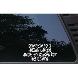 High Viz Inc Sometimes I Drink Water JUST to Surprise My Liver - 7 1/4" x 3 3/4" die Cut Vinyl Decal for Cars, Trucks, Windows, Boats, Tool Boxes, etc NOT Printed!