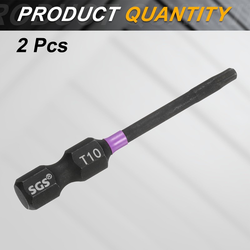 sourcing map 2pcs T10 Torx Head Impact Screwdriver Bits 1/4"