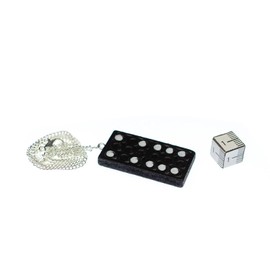Miniblings Domino Necklace Domino Stone Game Numbers 45 cm Wood Black Handmade Fashion Jewellery Link Chain Silver-Plated, Wood