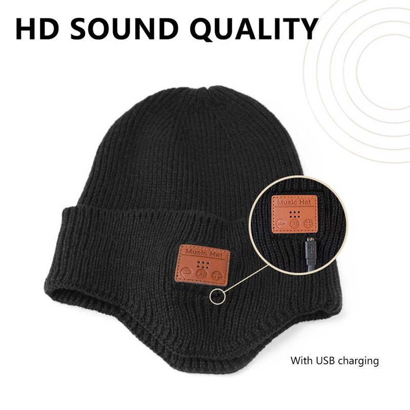 Bluetooth Beanie Hat Winter Unisex Warm Earflap Hat Wireless Headphone
