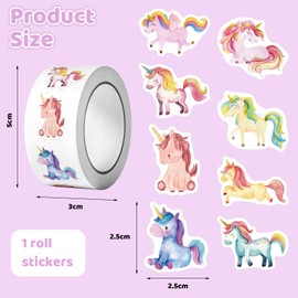 LunarCharm 500 Pieces Unicorn Stickers, Round Unicorn Stickers, Unicorn Reward Stickers, Round Stickers with Unicorns Animal Pattern Stickers for Kids