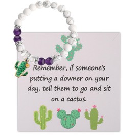 BLEOUK Cactus Charm Bead Bracelet Jewelry Present Cactus Encouragement Gift For Women Cactus Desert Plant Mom Present (on a cactus bead bracelet)