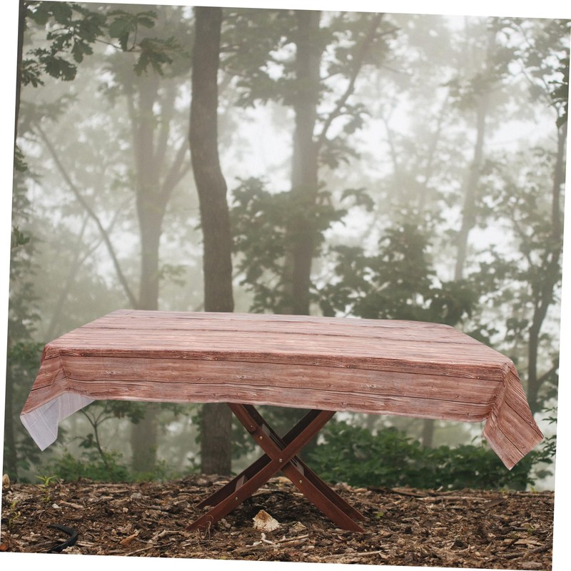 LABRIMP 4pcs Natural Wood Grain Tablecloth Dining Table Cover Vintage