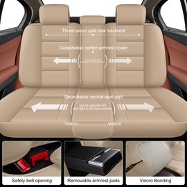 YORKNEIC Seat Covers for Toyota 4Runner 2003-2023 2024: Waterproof Leather Car Seat Covers Full Set Automotive Seat Protectors (5 Seats, Beige)