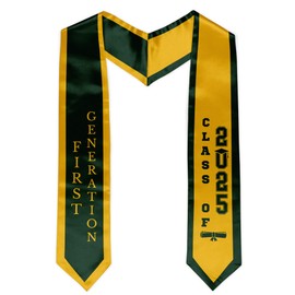 XINWBB First Generation Graduation Stole 2025, First Gen Graduation Sash for High School College Graduates (Green&Gold)