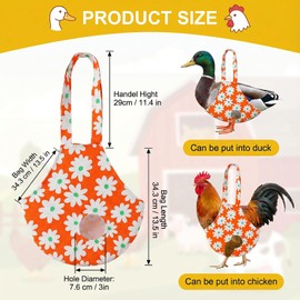Waterproof Chicken Holder Bag, Chicken Carrier with Handle, Chickens Sling for Traveling, Hiking, Driving, Chickens Medic Bag for Hen Rooster Poultry Transport (Orange Mix Color with Daisy, 1 Pack)