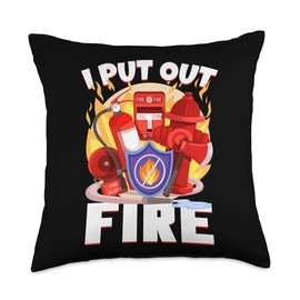 I Put Out Fire Firefighter Fire Extinguisher Throw Pillow