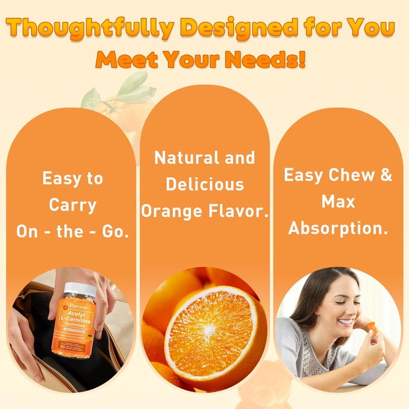 Flyrocer Acetyl L-Carnitine Gummies for Energy & Brain Function Support