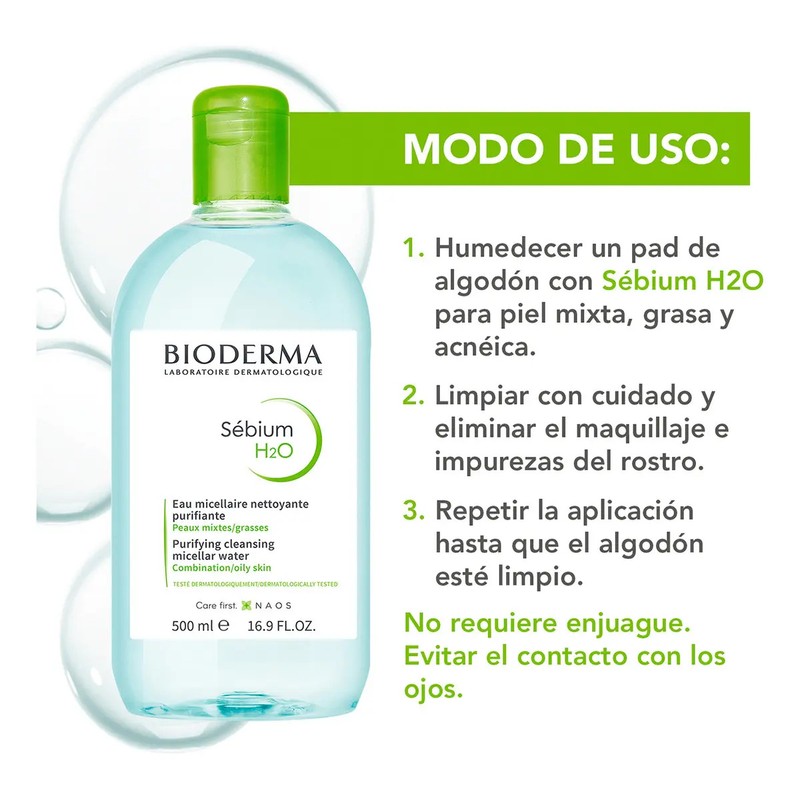 Bioderma Agua Micelar Sébium H2o para Pieles Grasas 500 ml