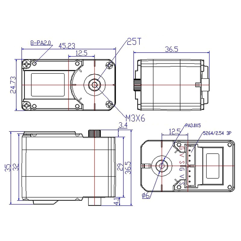 2pcs STS3215 12V 30KG Dual Axis TTL Serial Bus Servo