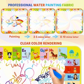 Aqua Water Doodle Mat 48 X 40 Inches Extra Large Magic Drawing Doodling Mat Kids Drawing Mat Toddlers Educational Toys for Age 3 4 5 6 7 8 Year Old Kids Boys Girls