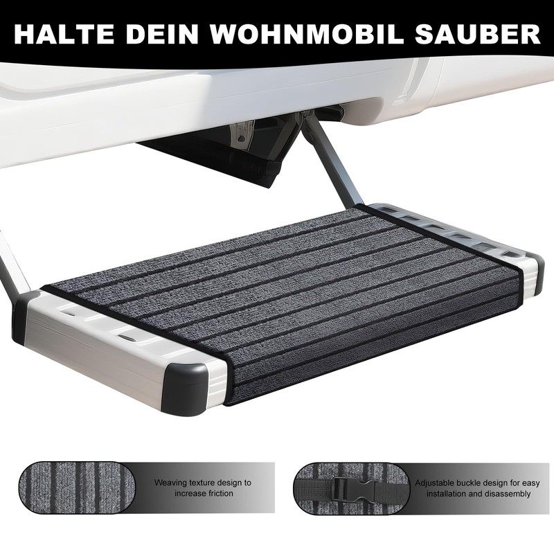 FINELYCR Motorhome Step Mat, Adjustable Motorhome Step Mat, Non-Slip Footrest