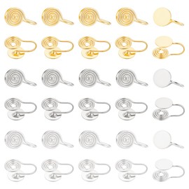 UNICRAFTALE 30Pcs 3 Colors Pressure Earrings for Keloids Clip-on Non-pierced Earrings Finding Metal Spiral Compression Ear Cuff Adjustable Keloid Earrings for Women Men