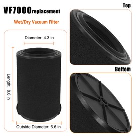LVJUSEN VF7000 Filter Replacement for Ridgid Shop Vac Wet Application Filters/ 5-20 Gallon Ridgid Vacuum Filter / 6-9 Gallon Husky Vacuum, Wet Pick Up Filter-2 Pack