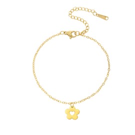 UNIFT Flower Bracelets for Women Stainless Steel Hollow Out Simple Five Petals Trendy Jewelry Gifts, Stainless Steel, No Gemstone