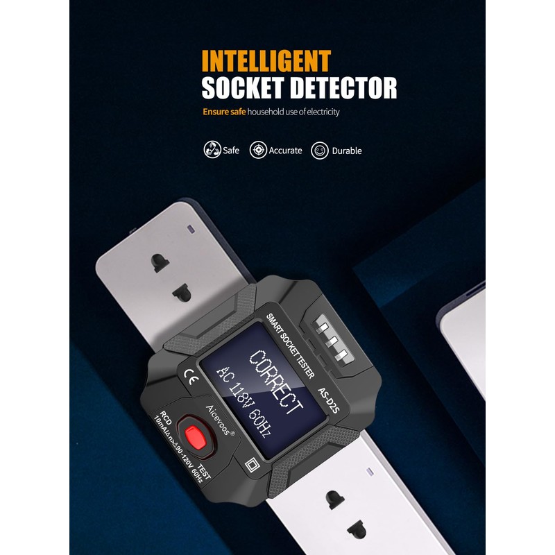Aicevoos Outlet Tester Electrical GFCI Trip Tester Receptacle Detector with