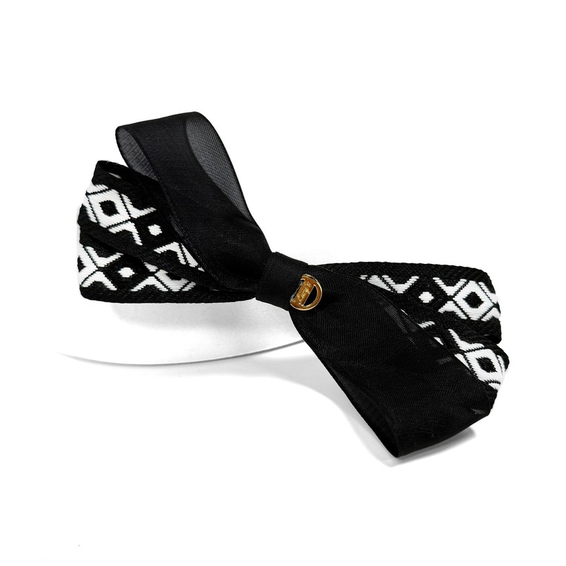 Burnaby black white chiffon pattern hairpin 10cm / 버나비 블랙