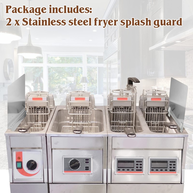 Ferraycle 2 Packs Stainless Steel Fryer Splash Guard Commercial Side