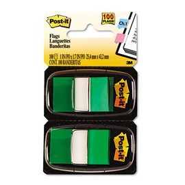 Post-it 680GN12 Marking Page Flags in Dispensers, Green, 50 Flags/Dispenser, 12 Dispensers/Pack