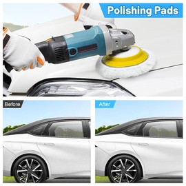 Flintronic 3Pc Car Polisher Pad Bonnet, 9-10 Inch Wool Buffing Pads, Soft Microfiber Car Polishing Bonnet Buffer pads, Cars-Polishing-Pads for car and Furniture Polishing Waxing (White)