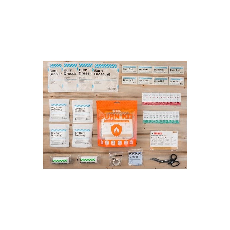Rhino Rescue Kit Quemaduras Apósitos 4x4 Paquetes Gel Almohadillas Adherentes