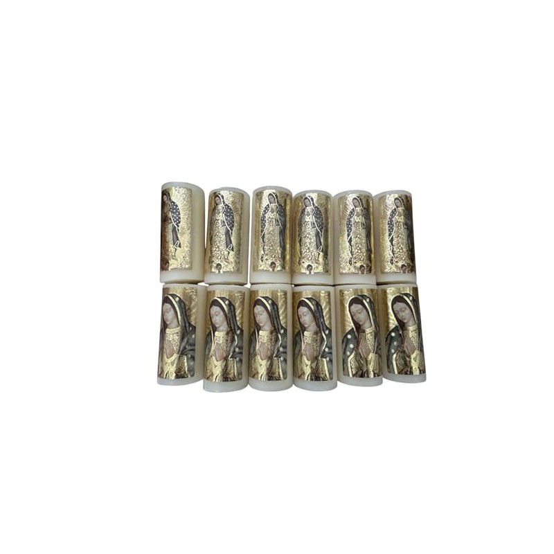 Velas Devocionales Religiosas, Diseño Virgen de Guadalupe, 8 x 3,5