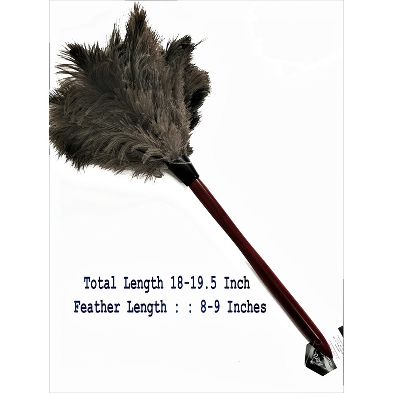 18" Feather Duster Wooden Handle | Natural for Cleaning and