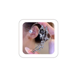 Fanquility2Pcs Butterfly Earrings Ear Cuffs Non Pierceing Ear Cuff Fake Earrings Rhinestone Butterfly Climber Wrap Around Earrings Dainty Adjustable Ear Clip Jewelry for Women (Style3)