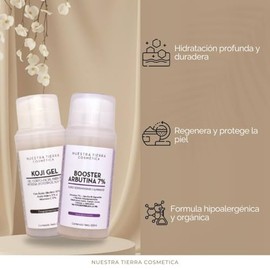 Nuestra Tierra - Cosmetica Kit Despigmentante, Koji Gel y Booster Arbutina 7%, Tratamiento Facial y Corporal, 100ml Cada Uno - 100ml - Da...