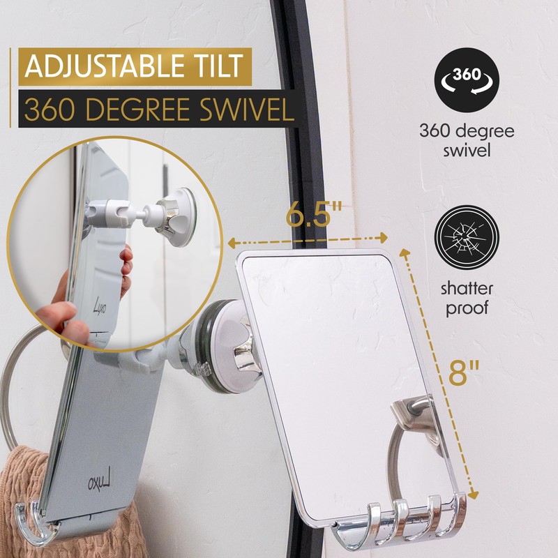 Luxo Shower Mirror, Shower Mirror fogless for Shaving with a
