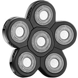 FOXSONIC Universal 6 Blade Replacement Heads for Mainstream Shaver Brands, Bald Shaver Replacement Heads with Blade Cover (Black)