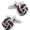 Jonwo Black and Purple Knot Cuff Links for French Tuxedo