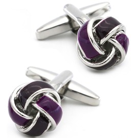 Jonwo Black and Purple Knot Cuff Links for French Tuxedo Shirt Brass Metal Shirt Buttons Cufflinks Wedding Business In Gift Box