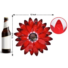 qzmaikoo Red Daisy Metal Flowers Wall Decor Metal Wall Art Decorations Hanging for Indoor Outdoor Bathroom Patio Kitchen,12x12 inches