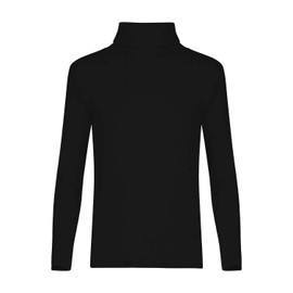 LUXE DIVA Kids Unisex Girls Boys Rib Polo Neck Top Turtle Neck Long Sleeve Rib Tops Size 5/6 7/8 9/10 11/12 & 13 Years Black