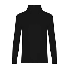 LUXE DIVA Kids Unisex Girls Boys Rib Polo Neck Top Turtle Neck Long Sleeve Rib Tops Size 5/6 7/8 9/10 11/12 & 13 Years Black