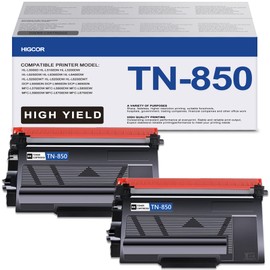 HIGCOR TN850 TN-850 High Yield Black Toner Cartridge Twin Pack :