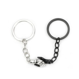 Set of 2 Keychains, Handshake Made of Black and White Metal, Symbol of Friendship and Cooperation, Gift for Colleagues, Gift for Friends and Small Gift for All Occasions, Assorted colours